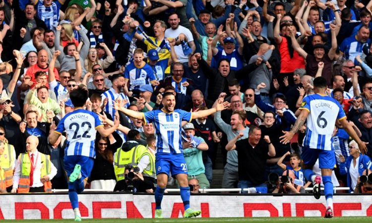Brighton po novi visoki zmagi na vrh angleške lige