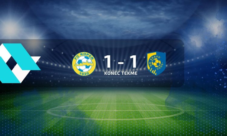Nogometaši Kopra in Brava so se razšli z neodločenim izidom 1:1